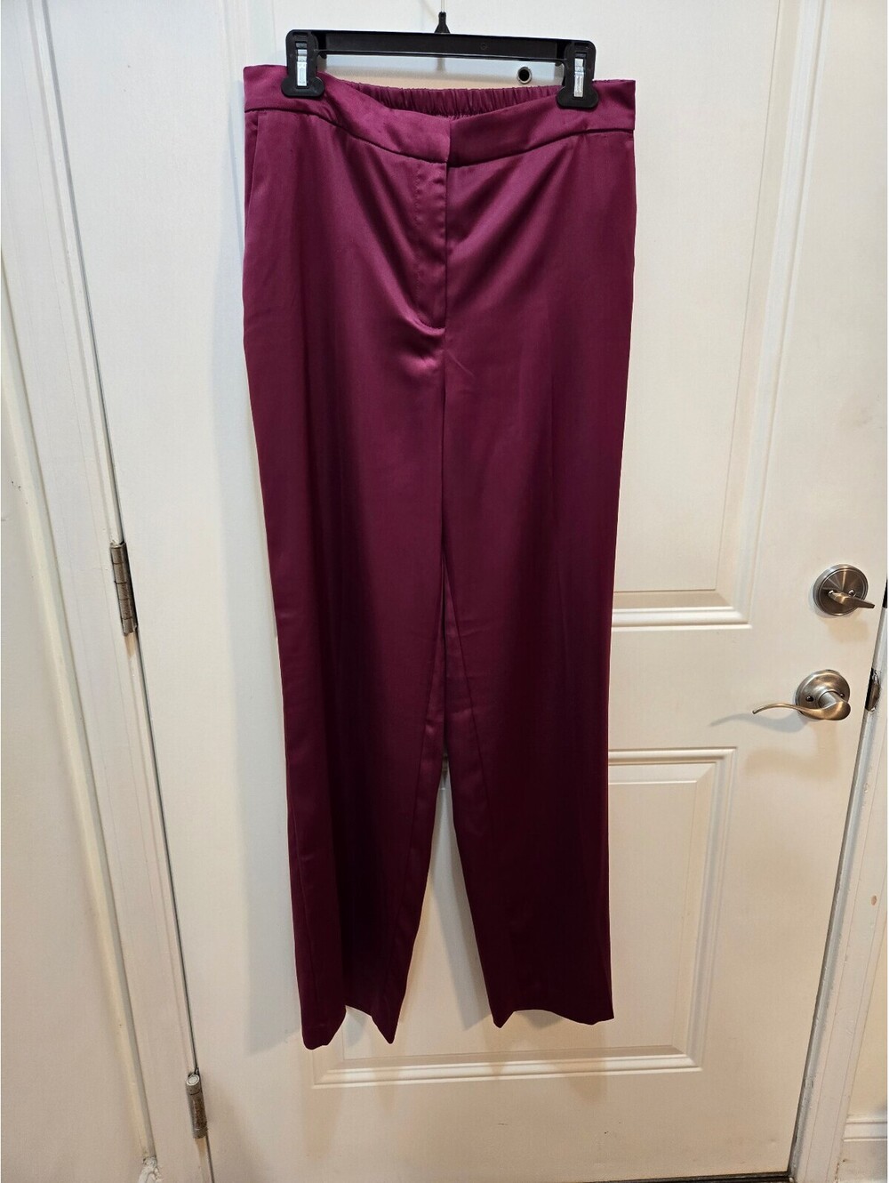 Rachel Zoe Burgundy Satin Wide Leg High Rise Pants Trouser Size 8